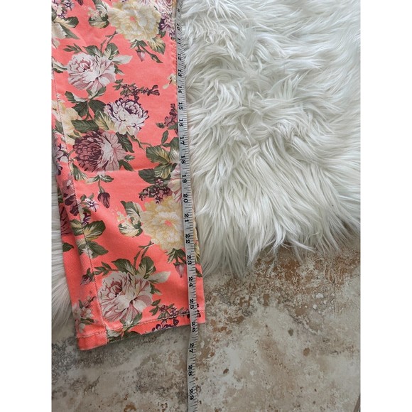 Vanilla Star Peach Floral Cropped Jeans Skinny Leg Size 11 - Picture 9 of 11